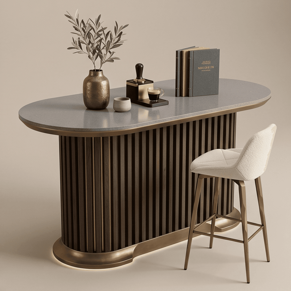 Curved Reeded Bar Counter Luxury Editorial