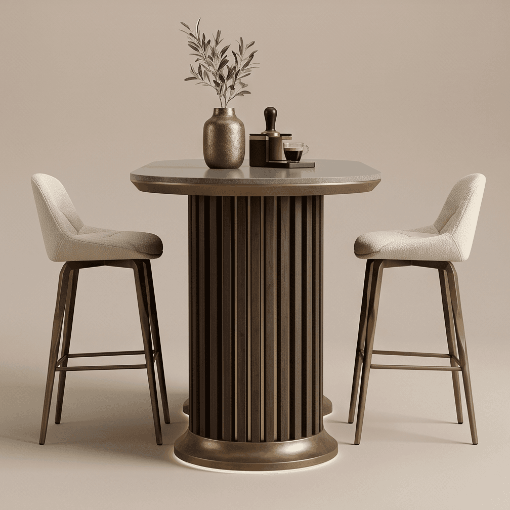 Curved Reeded Bar Counter Luxury Editorial Angle 3