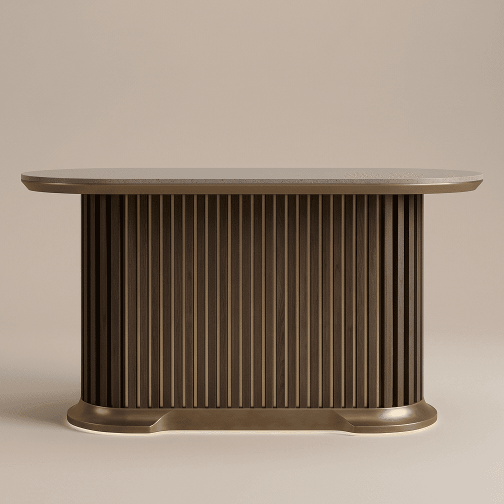 Curved Reeded Bar Counter Luxury Editorial angle 2