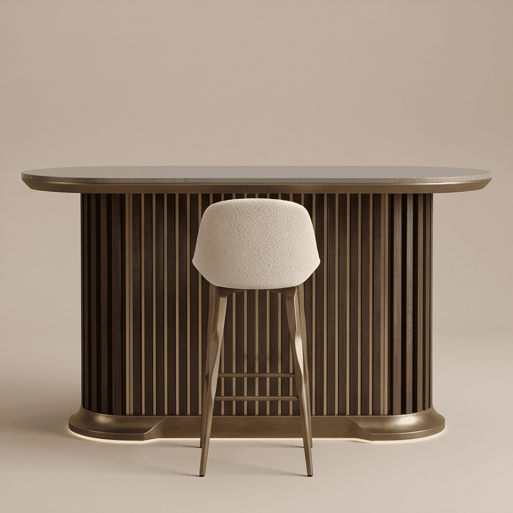 Curved Reeded Bar Counter Luxury Editorial Angle 4