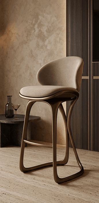 Ergonomic Bar Stool With Upholstered Seat Angle 1