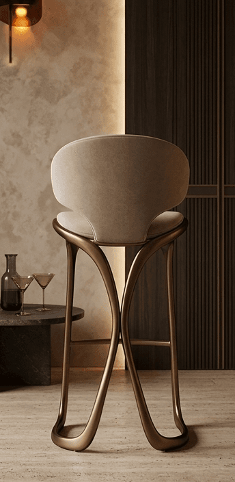 Ergonomic Bar Stool With Upholstered Seat Angle 3