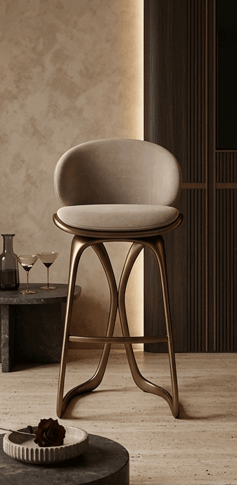 Ergonomic Bar Stool With Upholstered Seat Angle 2