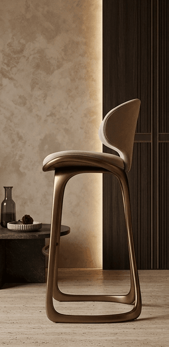 Ergonomic Bar Stool With Upholstered Seat Angle 4