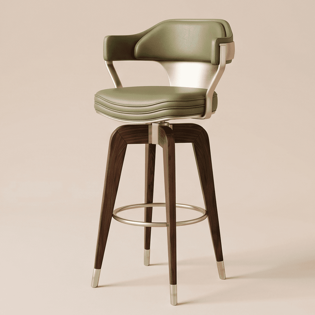 Green Leather Barstool Modern Hospitality Angle 1