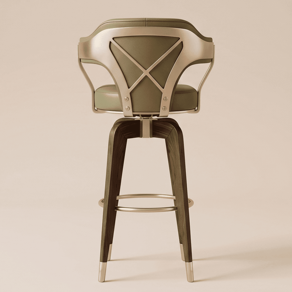 Green Leather Barstool Modern Hospitality Angle 3