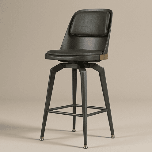 Leather Barstool Modern Metallic Angle 1