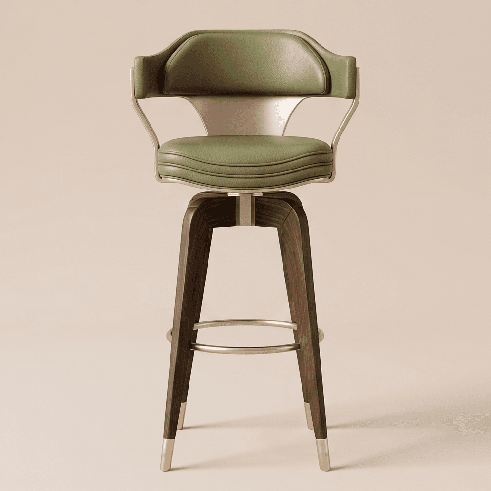 Green Leather Barstool Modern Hospitality Angle 2