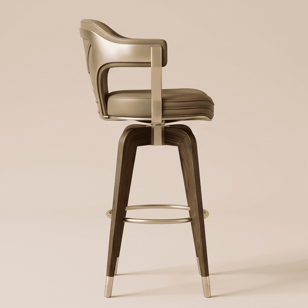 Green Leather Barstool Modern Hospitality Angle 4