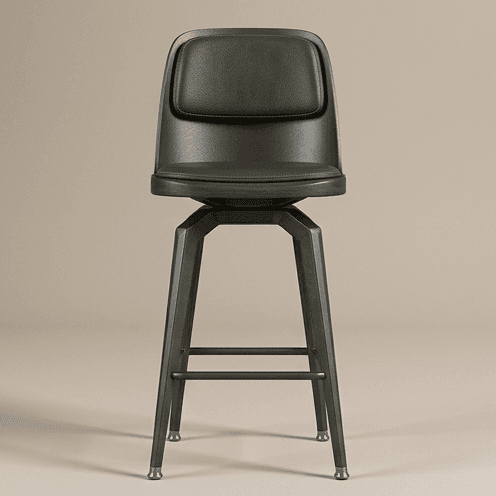 Leather Barstool Modern Metallic Angle 2