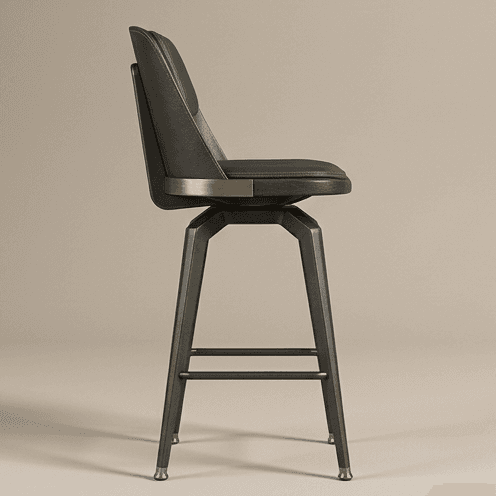 Leather Barstool Modern Metallic Angle 4