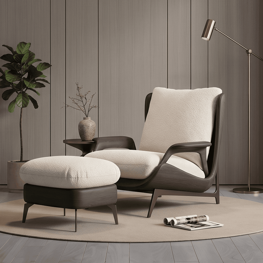 Accent Chair Ottoman Set Luxury Editorial Angle 1