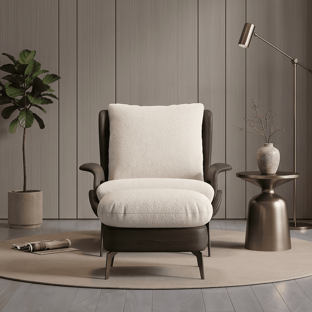 Accent Chair Ottoman Set Luxury Editorial Angle 2