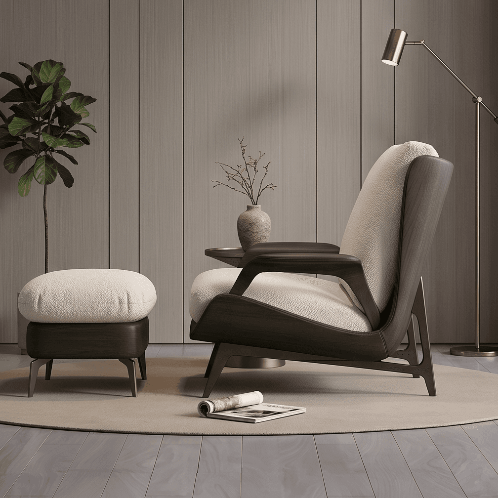 Accent Chair Ottoman Set Luxury Editorial Angle 4