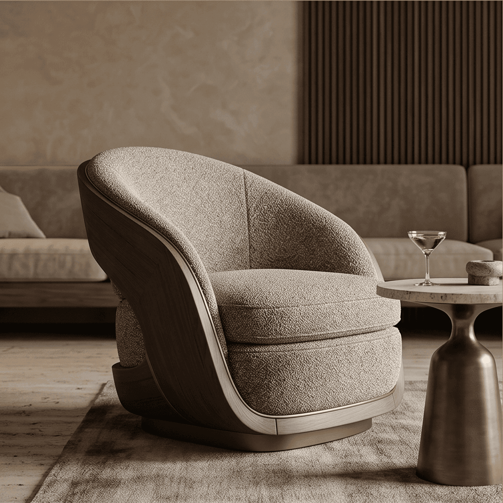 Curved Armchair Dining Luxury Hospitality Angle 1