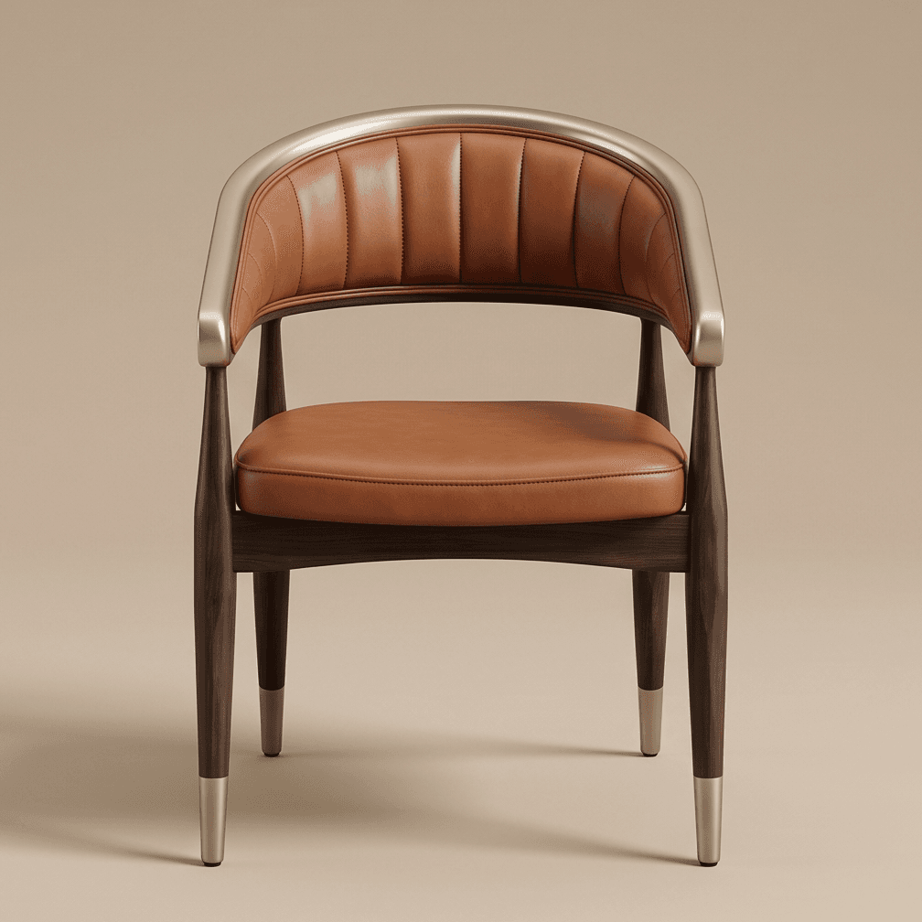 Curved Armchair Dining Set Modern Leather Angle 2