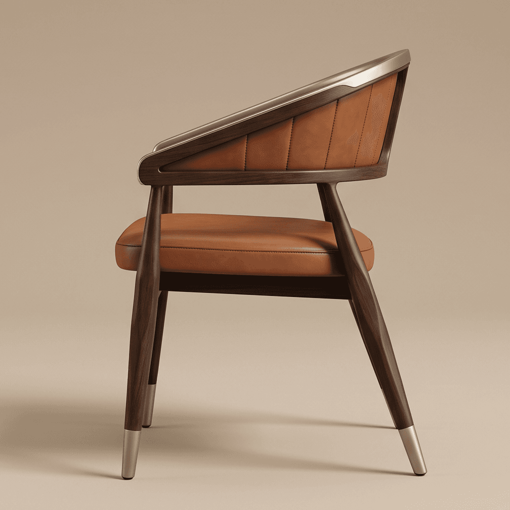 Curved Armchair Dining Set Modern Leather Angle 4