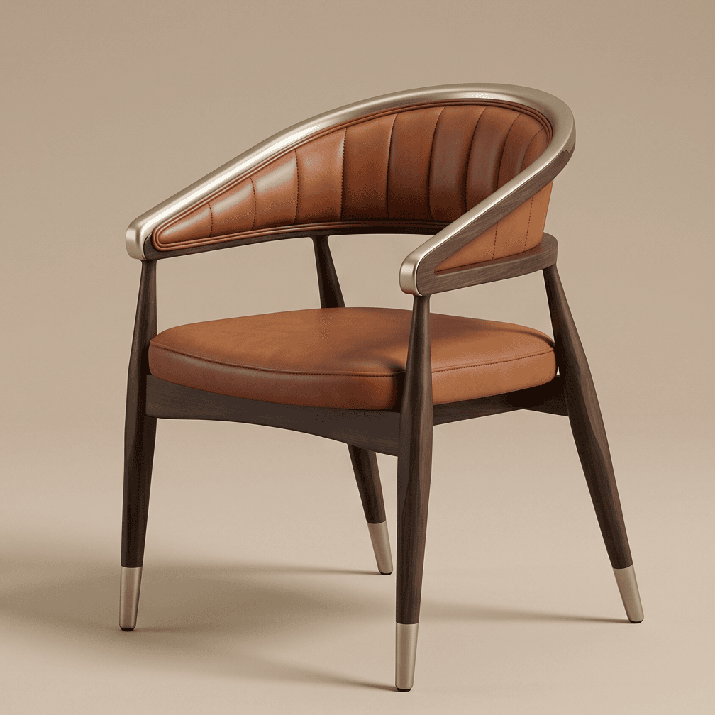 Curved Armchair Dining Set Modern Leather Angle 1