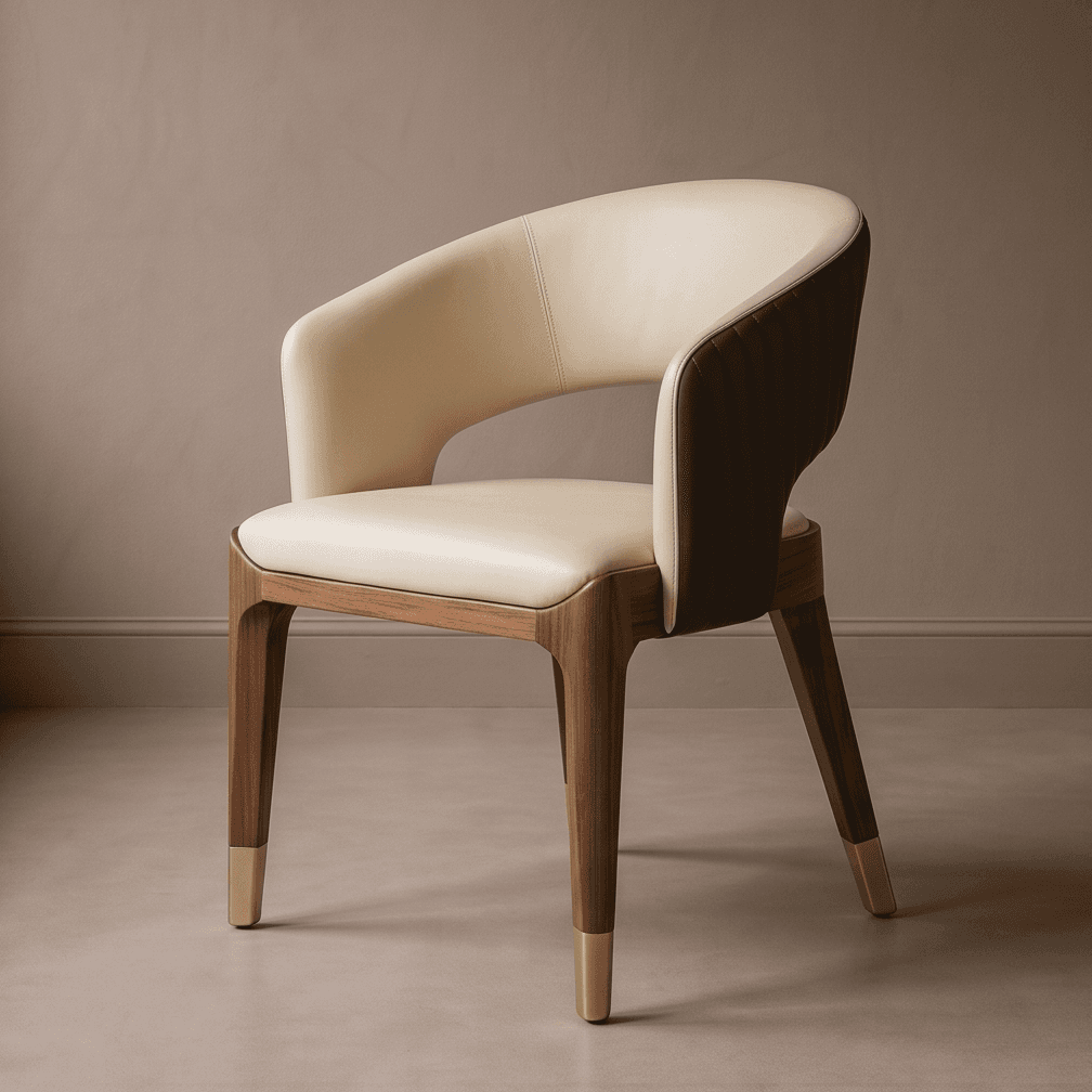 Curved Armchair Dining Set Modern White Angle 1