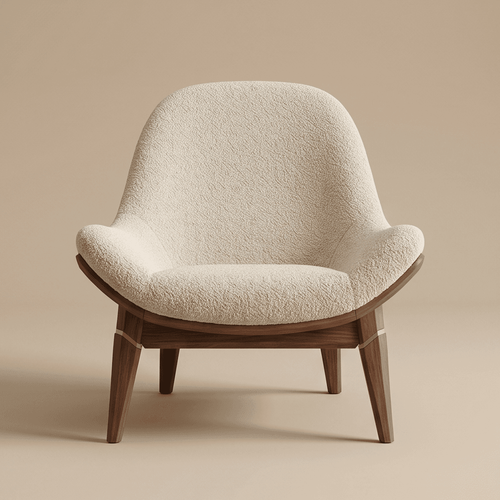 Curved Armchair Upholstered Modern Lounge Angle 2