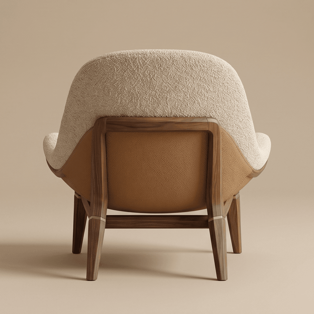 Curved Armchair Upholstered Modern Lounge Angle 3