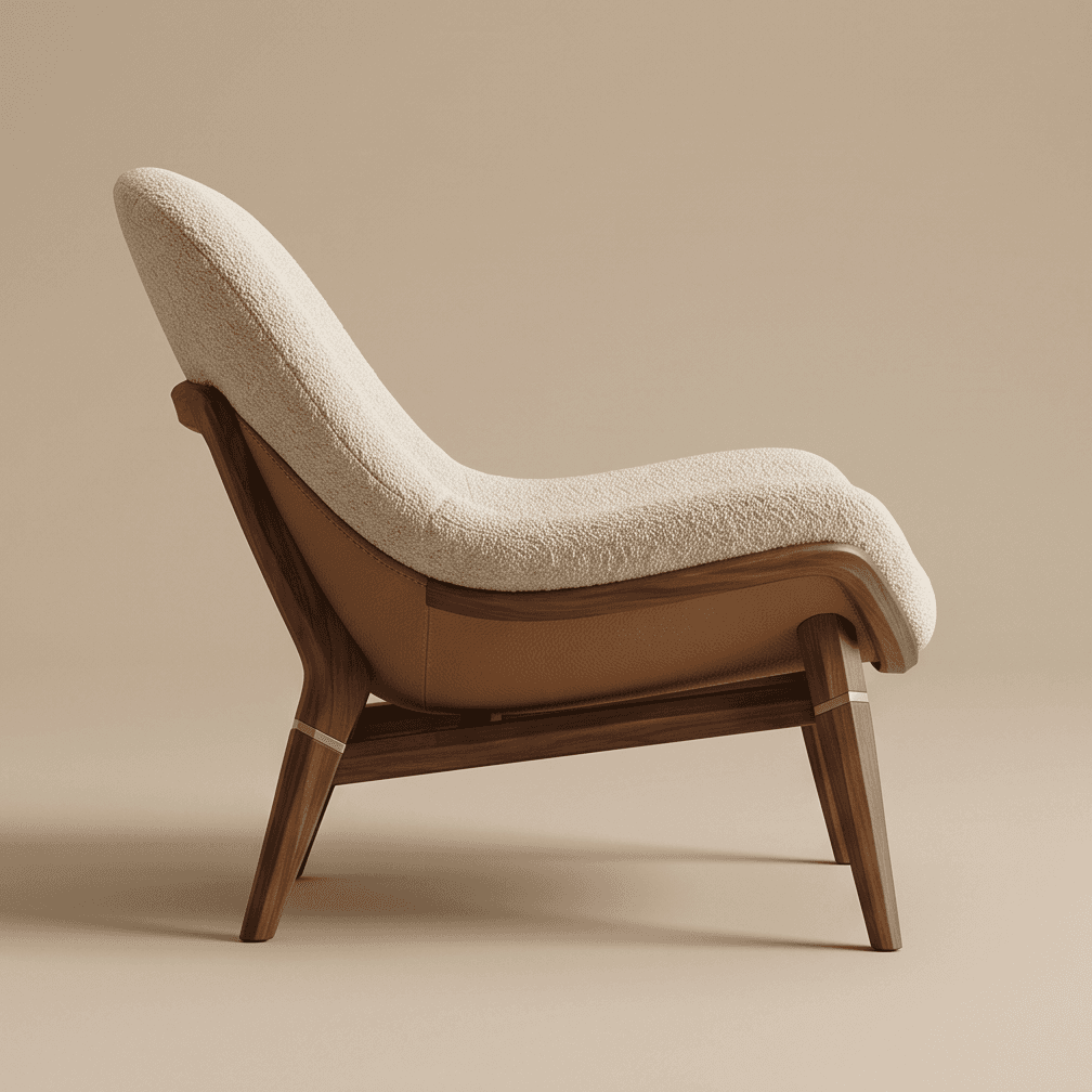 Curved Armchair Upholstered Modern Lounge Angle 4