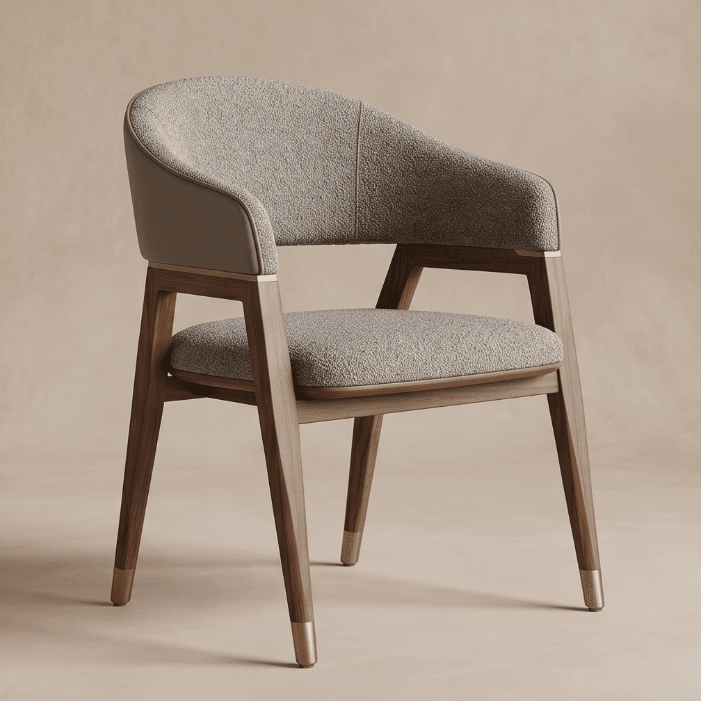 Curved Upholstered Chair Luxury Dining Angle 1