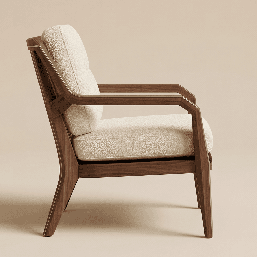 Cushioned Cane Chair Wood Angle 4