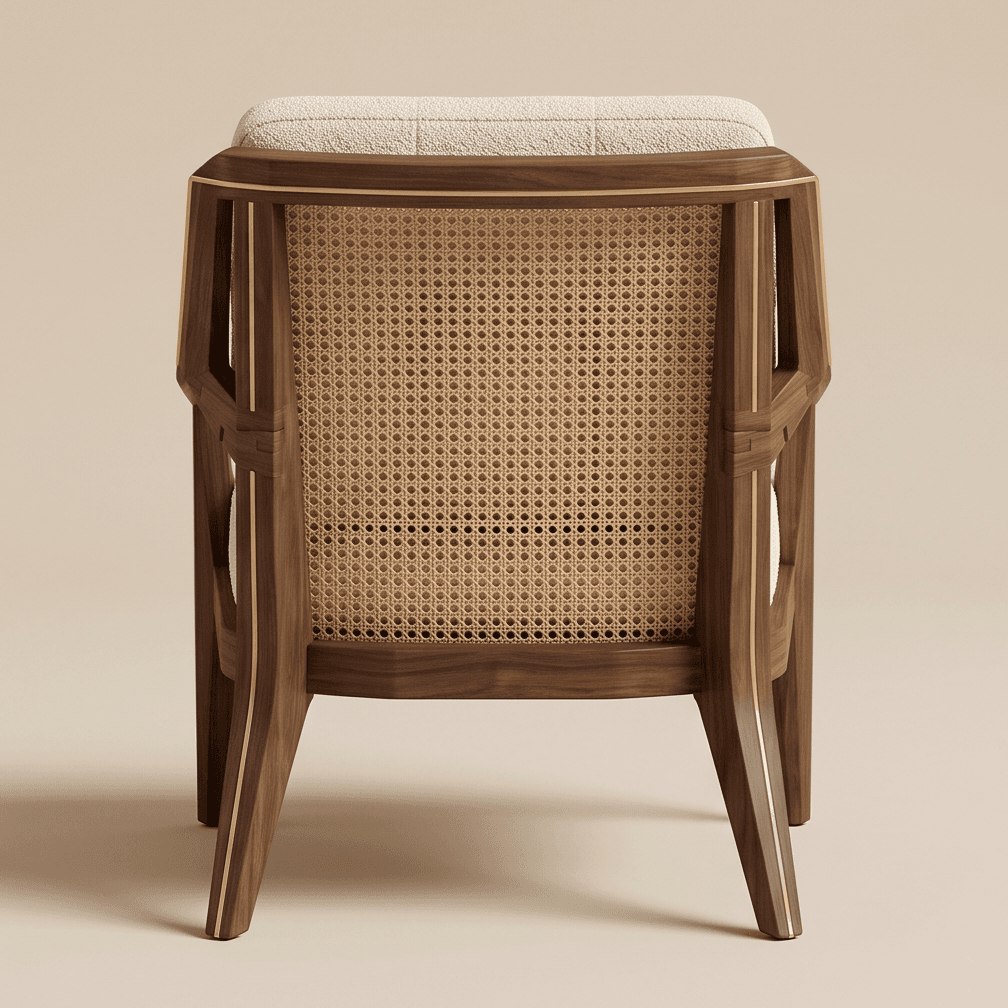 Cushioned Cane Chair Wood Angle 3