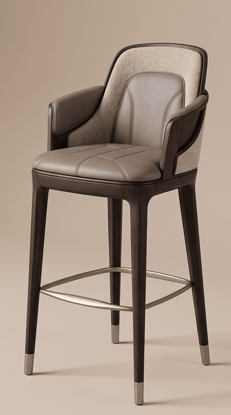 Dining Bar Chair With Leather Upholstery Angle 1