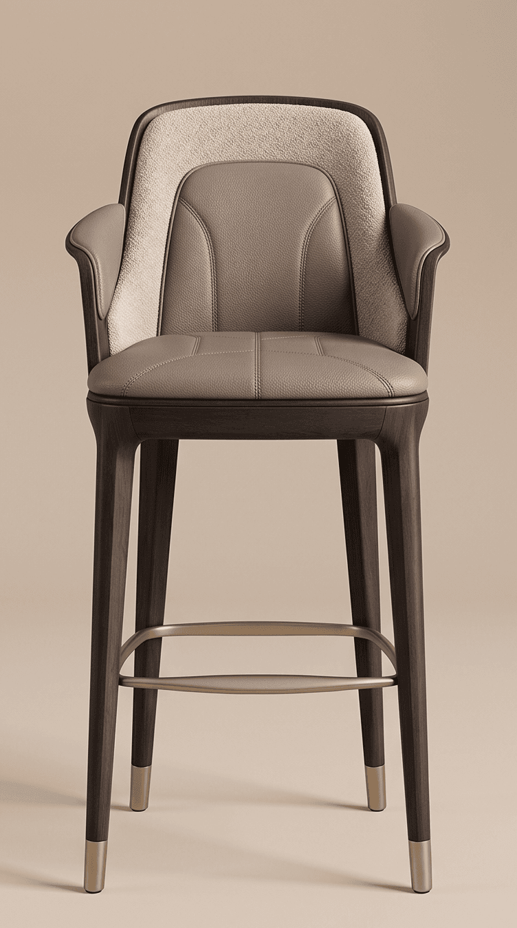 Dining Bar Chair With Leather Upholstery Angle 2