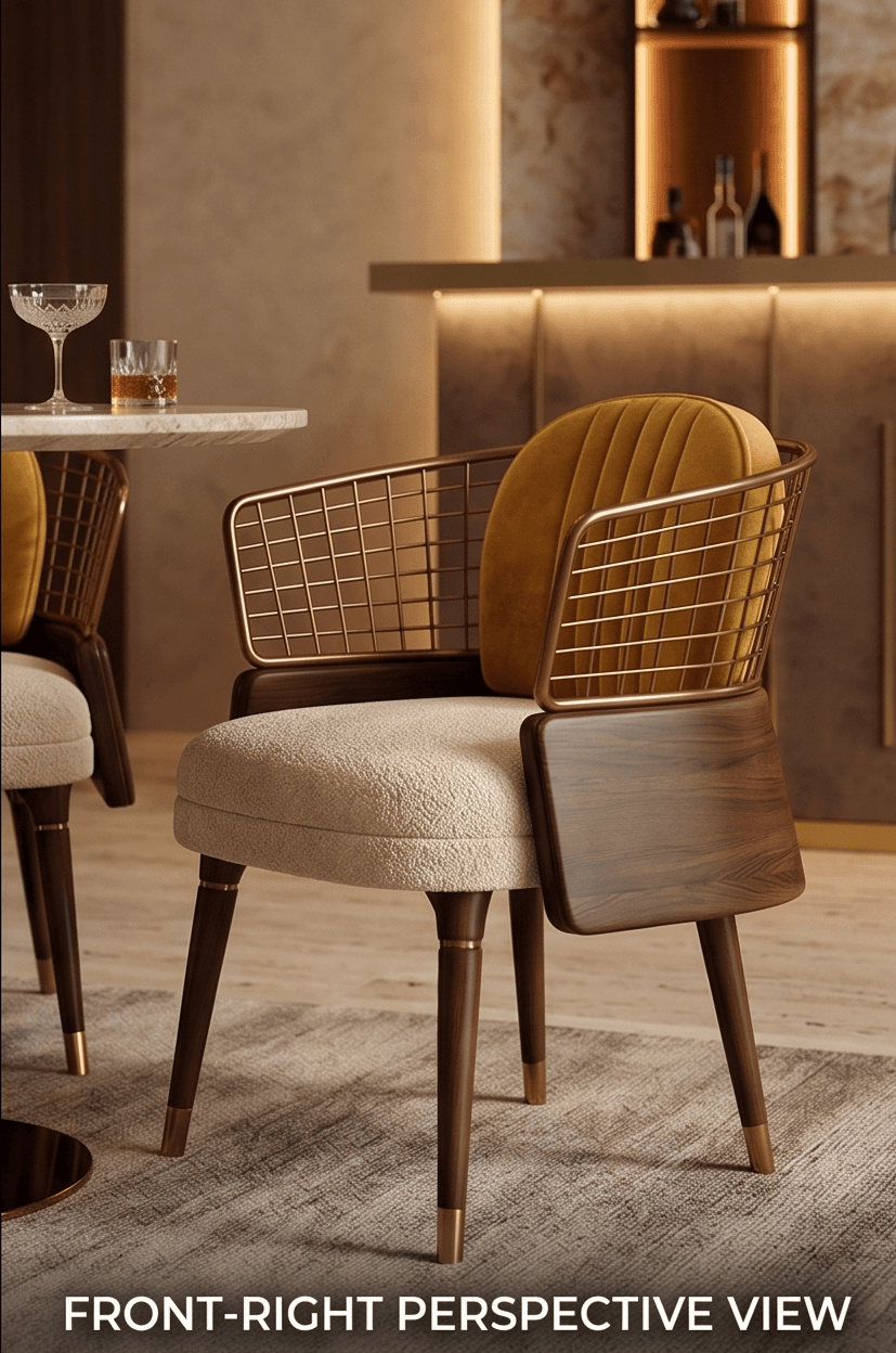 Dining Chair Metal Wire Frame Modern Luxury Angle 1