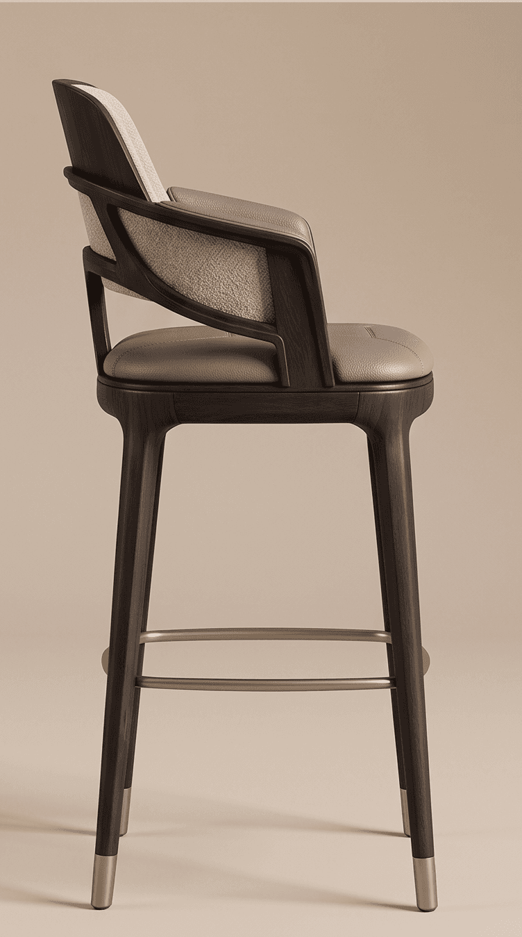 Dining Bar Chair With Leather Upholstery Angle 4