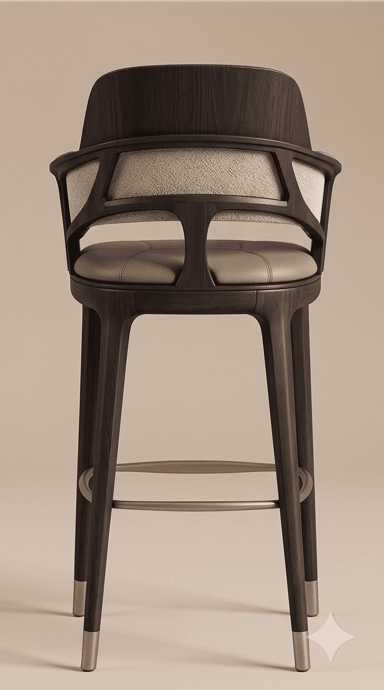 Dining Bar Chair With Leather Upholstery Angle 3