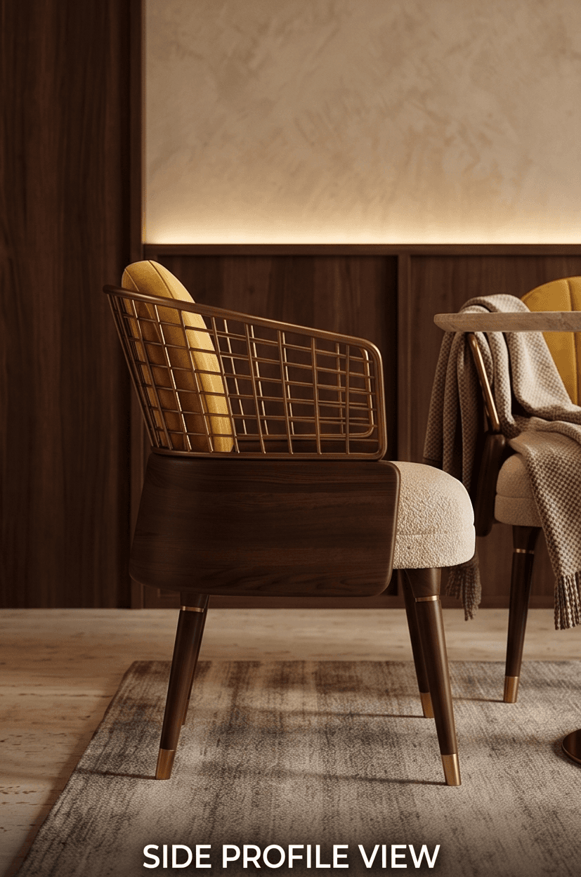 Dining Chair Metal Wire Frame Modern Luxury Angle 4