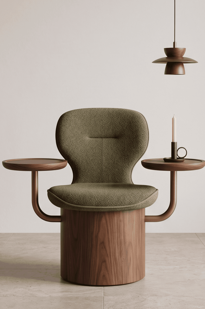 Ergonomic Armchair Wooden Base Luxury Hospitality Angle 2