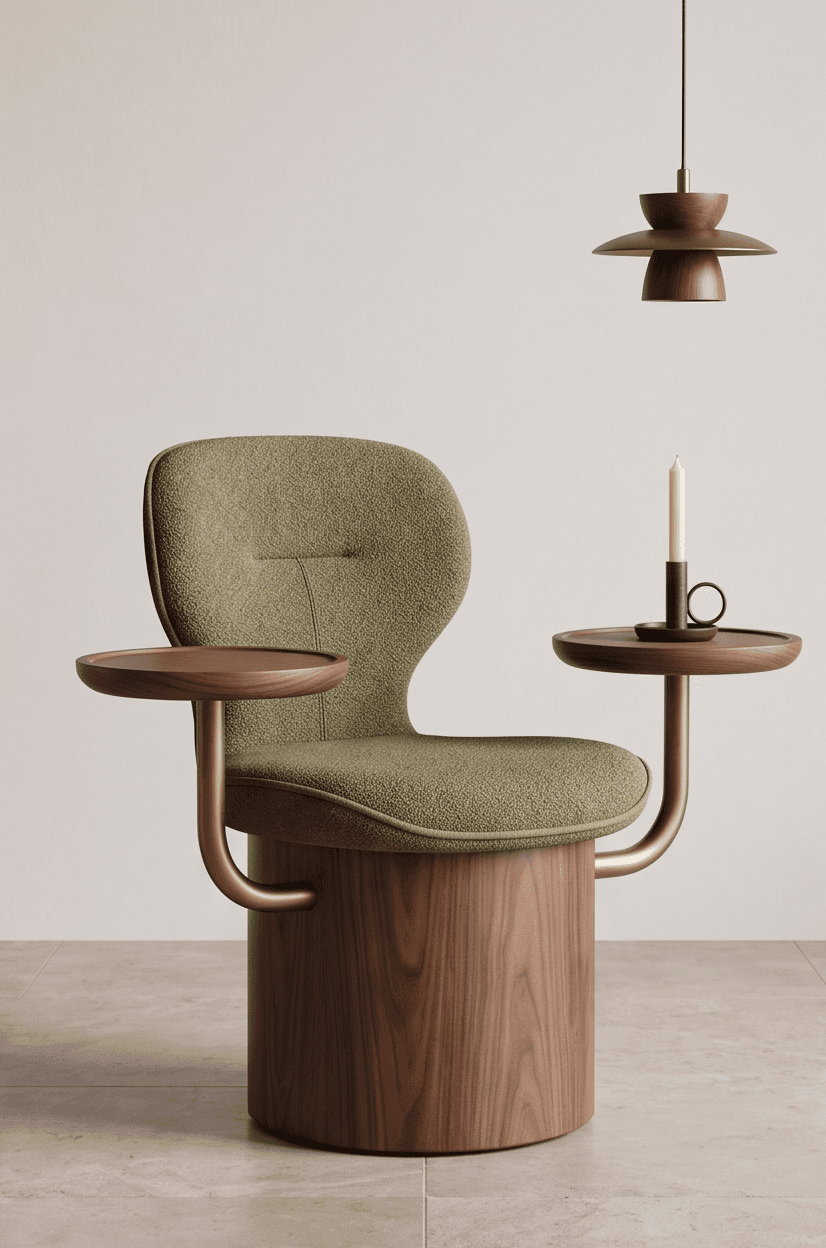 Ergonomic Armchair Wooden Base Luxury Hospitality Angle 1