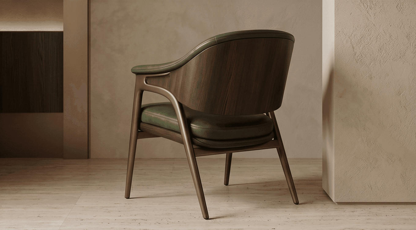 Green Upholstered Armchair Luxury Editorial Angle 3