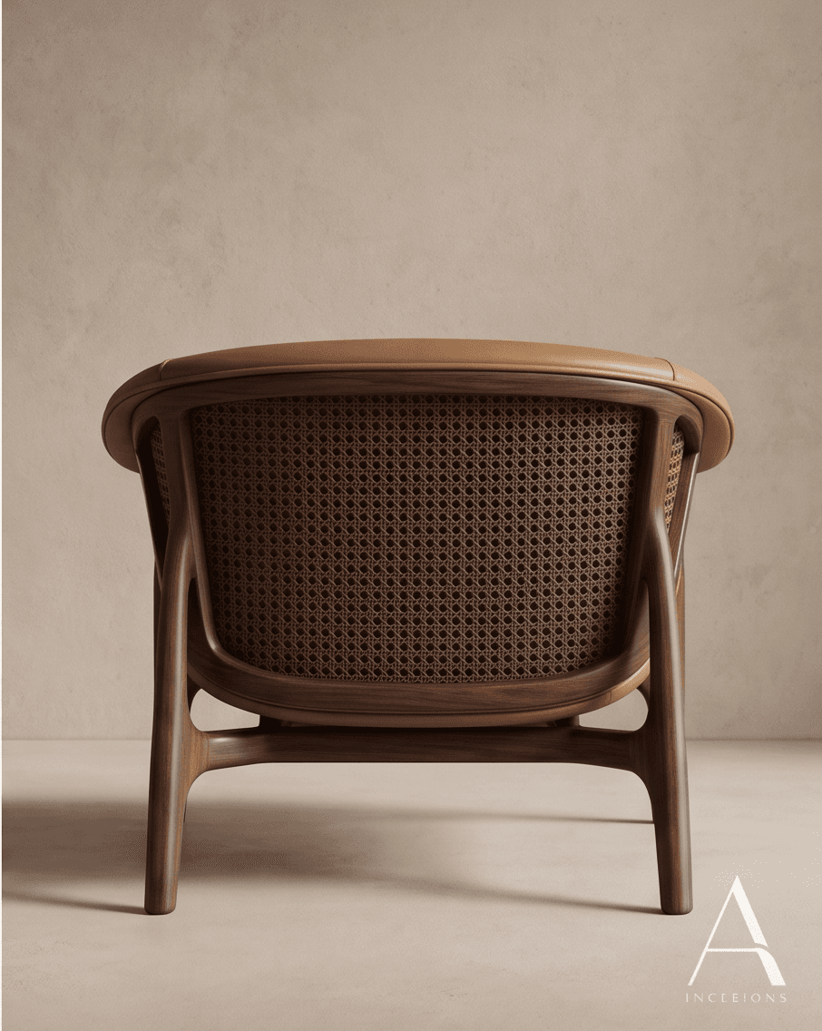Leather Armchair Cane Details Luxury Angle 3