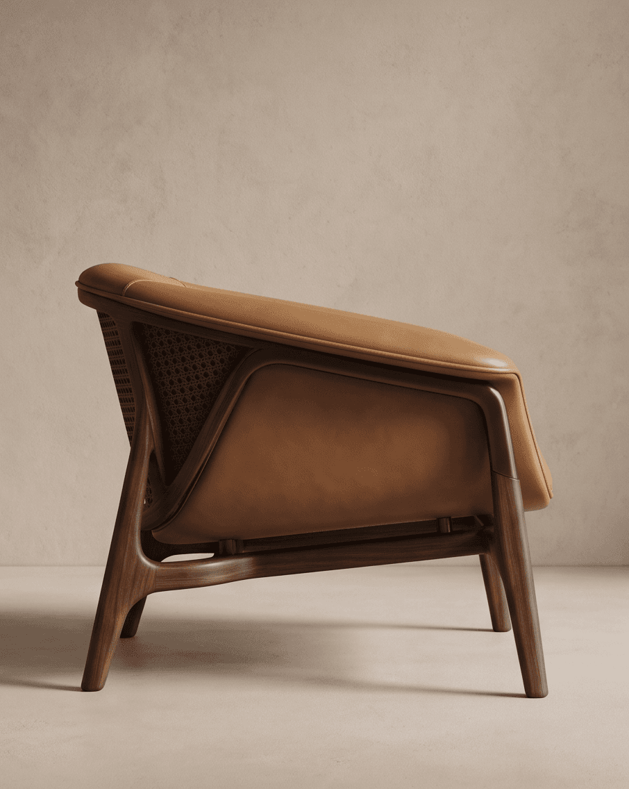 Leather Armchair Cane Details Luxury Angle 4