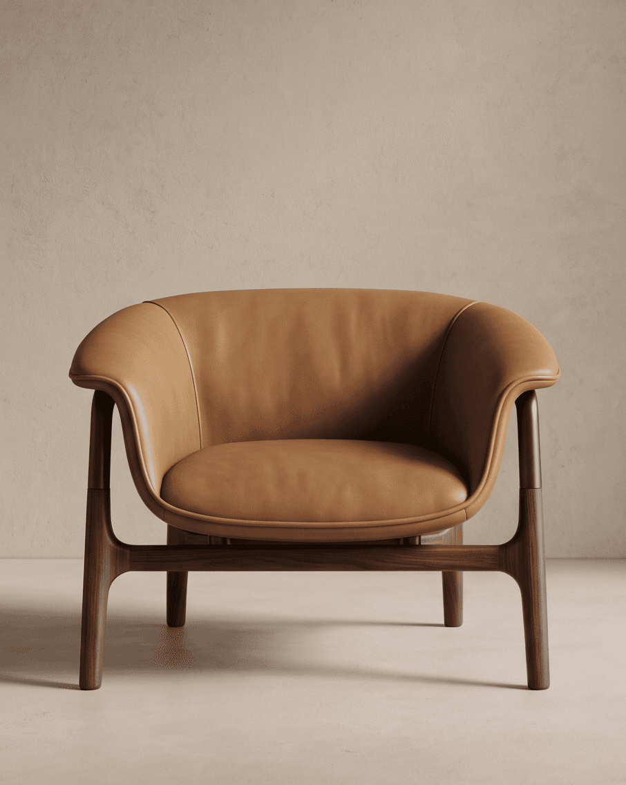 Leather Armchair Cane Details Luxury Angle 2