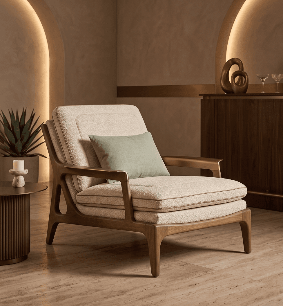 Lounge Chair Wooden Frame Luxury Hospitality
