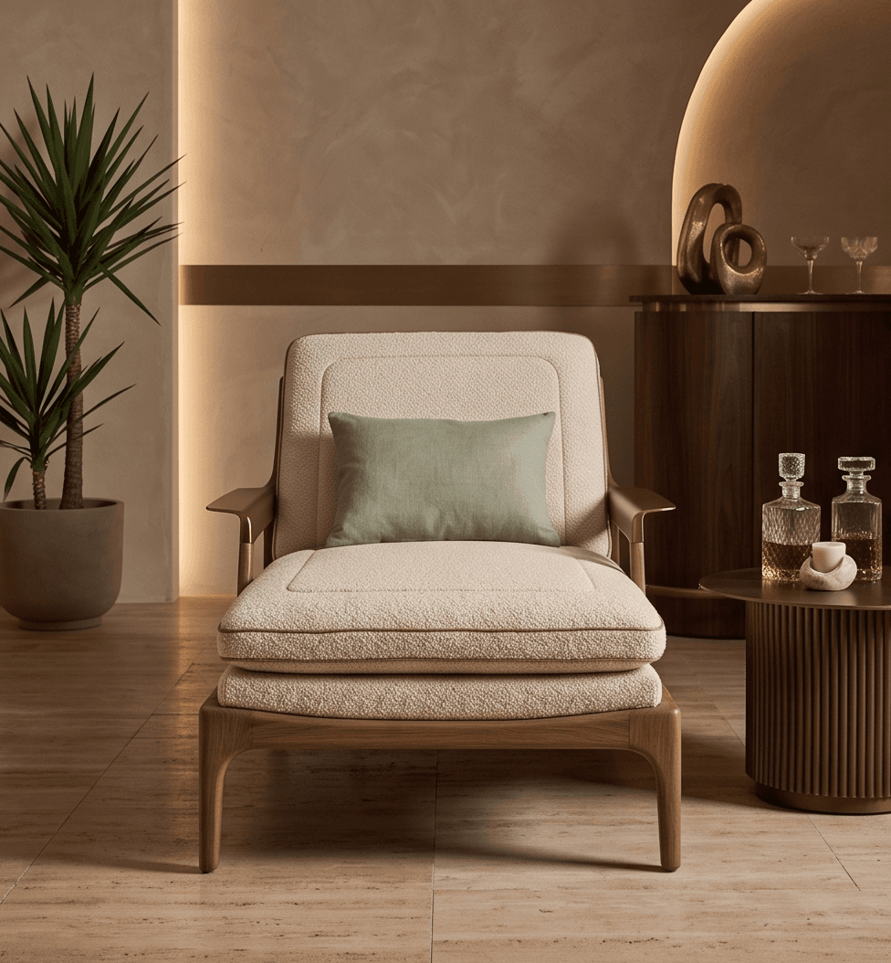 Lounge Chair Wooden Frame Luxury Hospitality angle 2