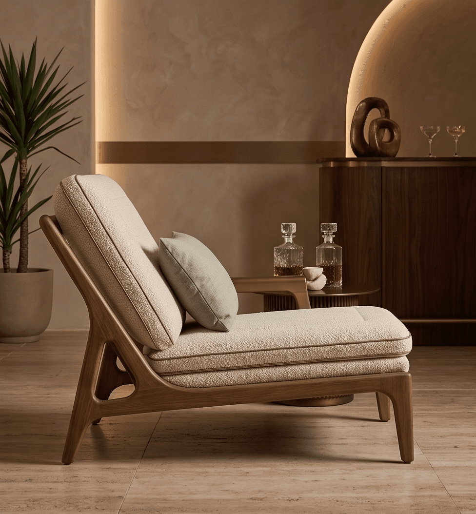 Lounge Chair Wooden Frame Luxury Hospitality Angle 4