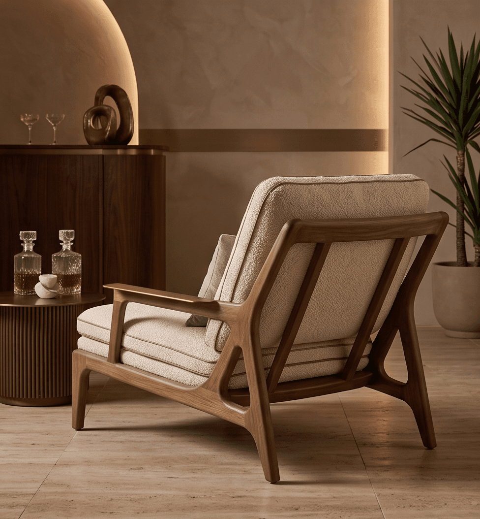 Lounge Chair Wooden Frame Luxury Hospitality Angle 3