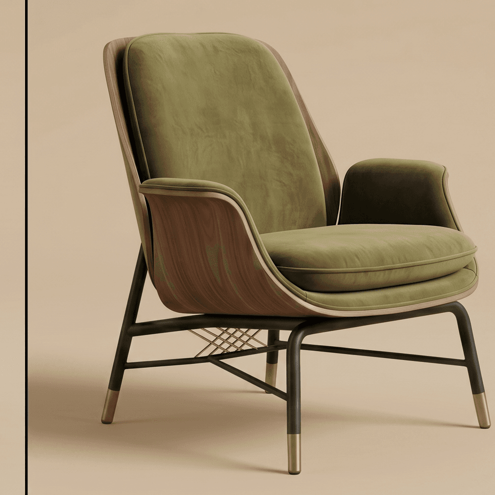 Luxury Armchair Green Velvet Angle 1