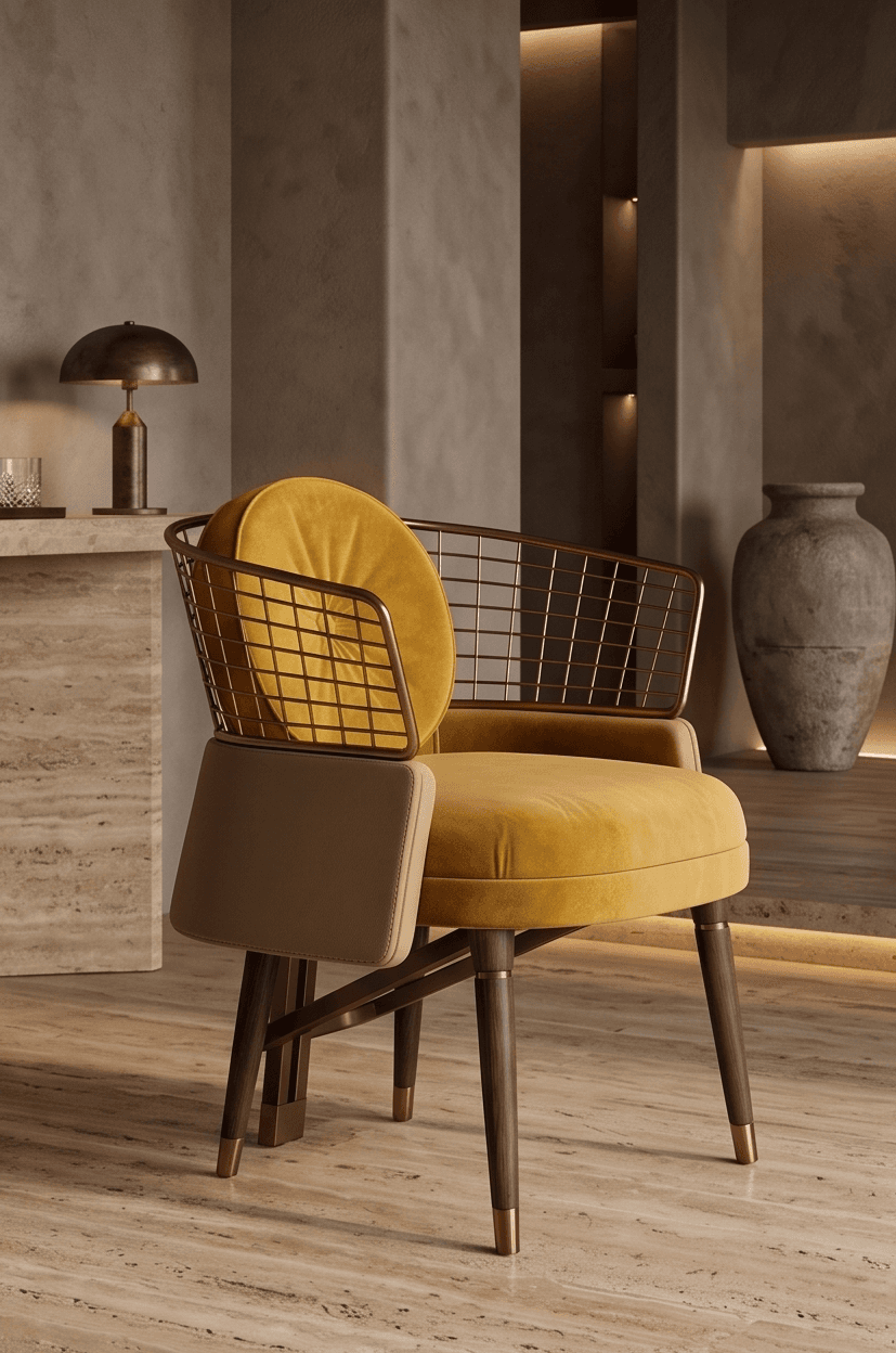 Luxury Armchair Metal Angle 1