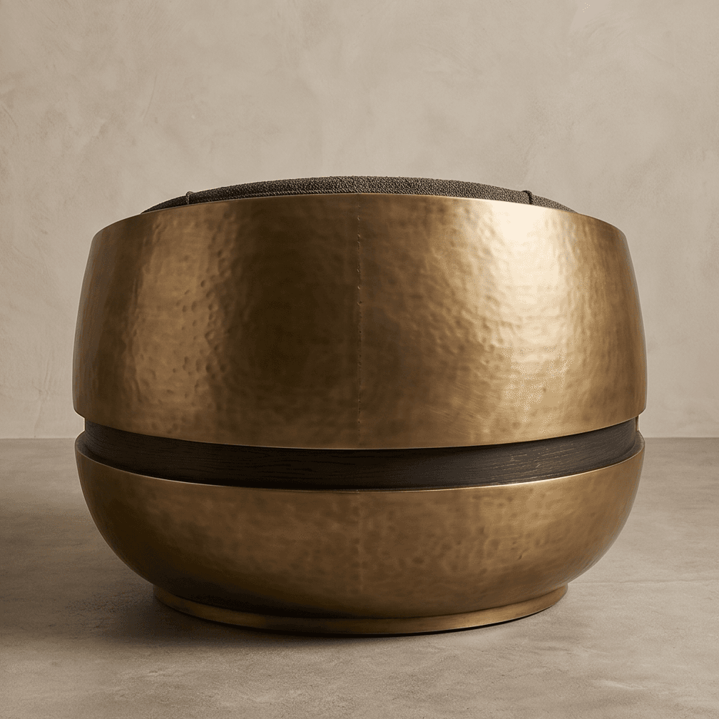 Sculptural Armchair Gold Accent Angle 3