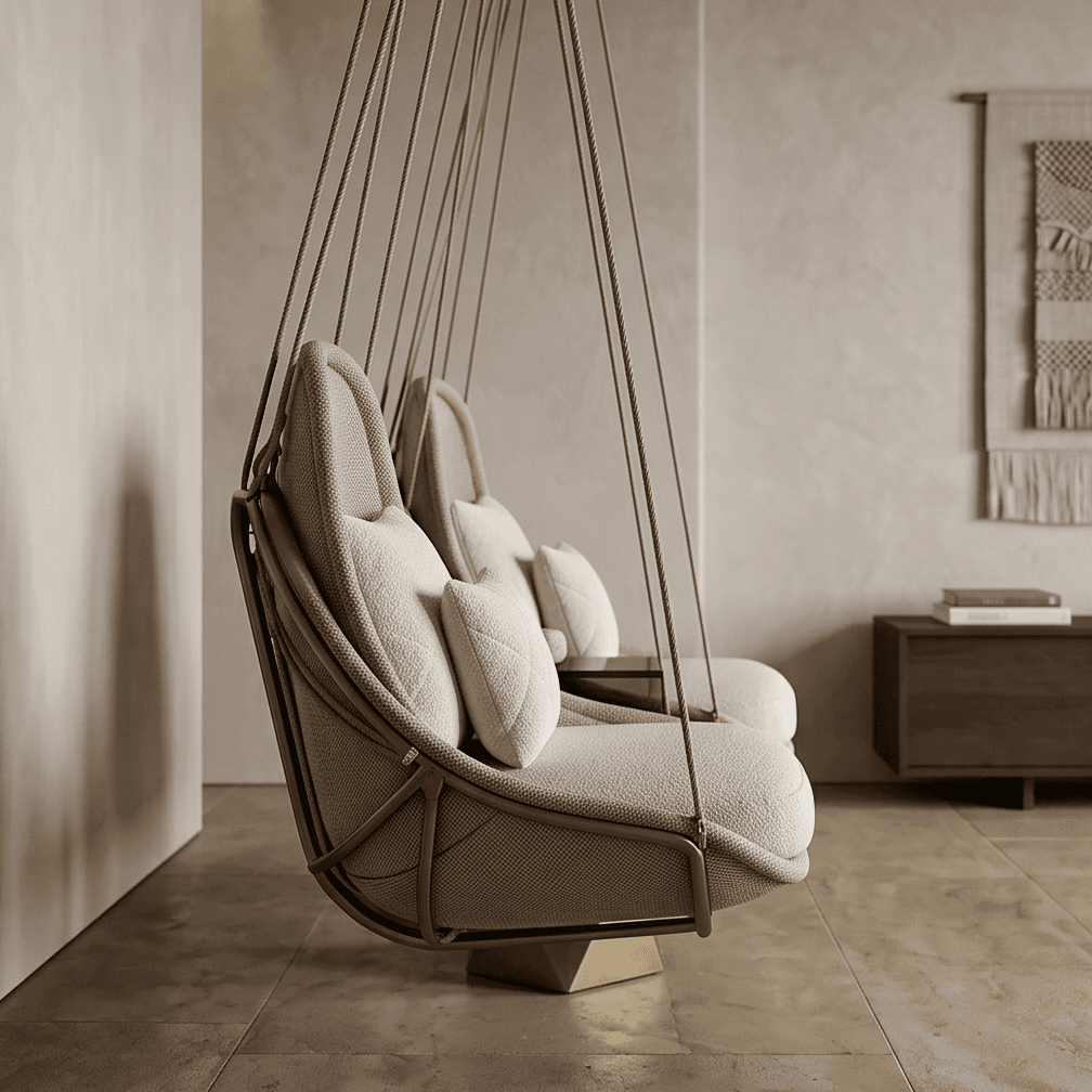 Suspended Woven Chair Pair Angle 4