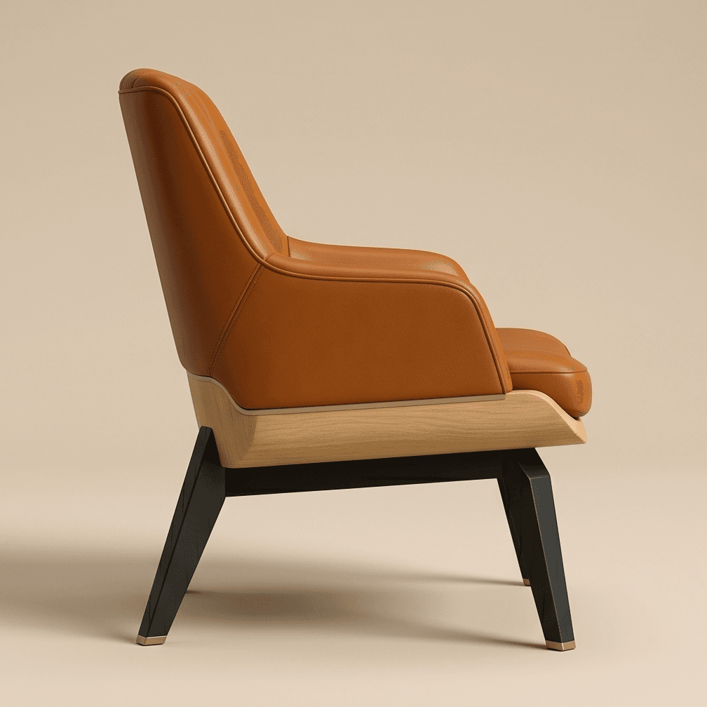Tufted Armchair Lounge Set Brown Leather Angle 4